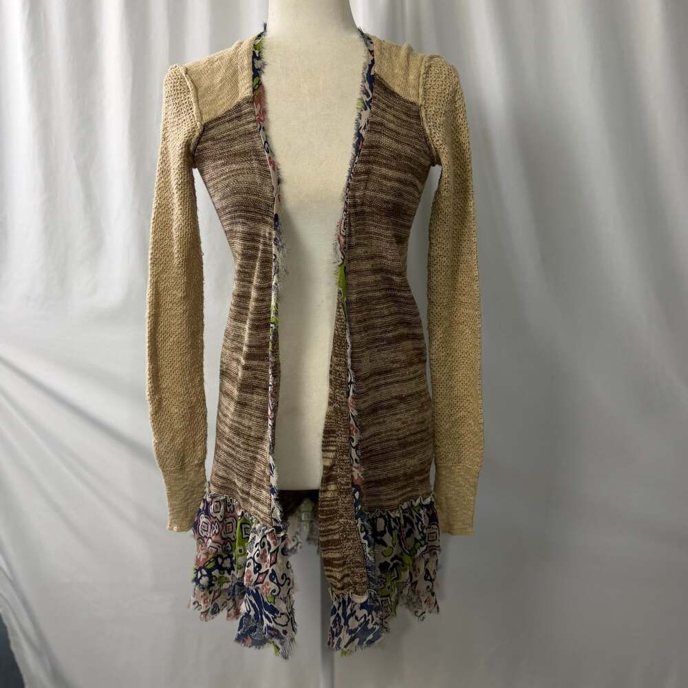 BKE Boutique Open Front Cardigan Size Small Boho Ruffle Sweater